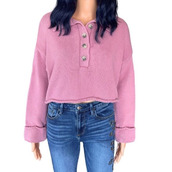 Show Me Your Mumu Crawford Collared Cropped Knit Sweater - Picture 2 of 6